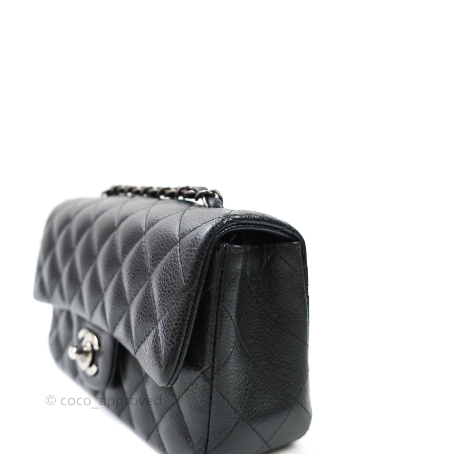 Chanel Quilted Mini Rectangular Very Dark Navy (Look Black) Caviar Ruthenium Hardware