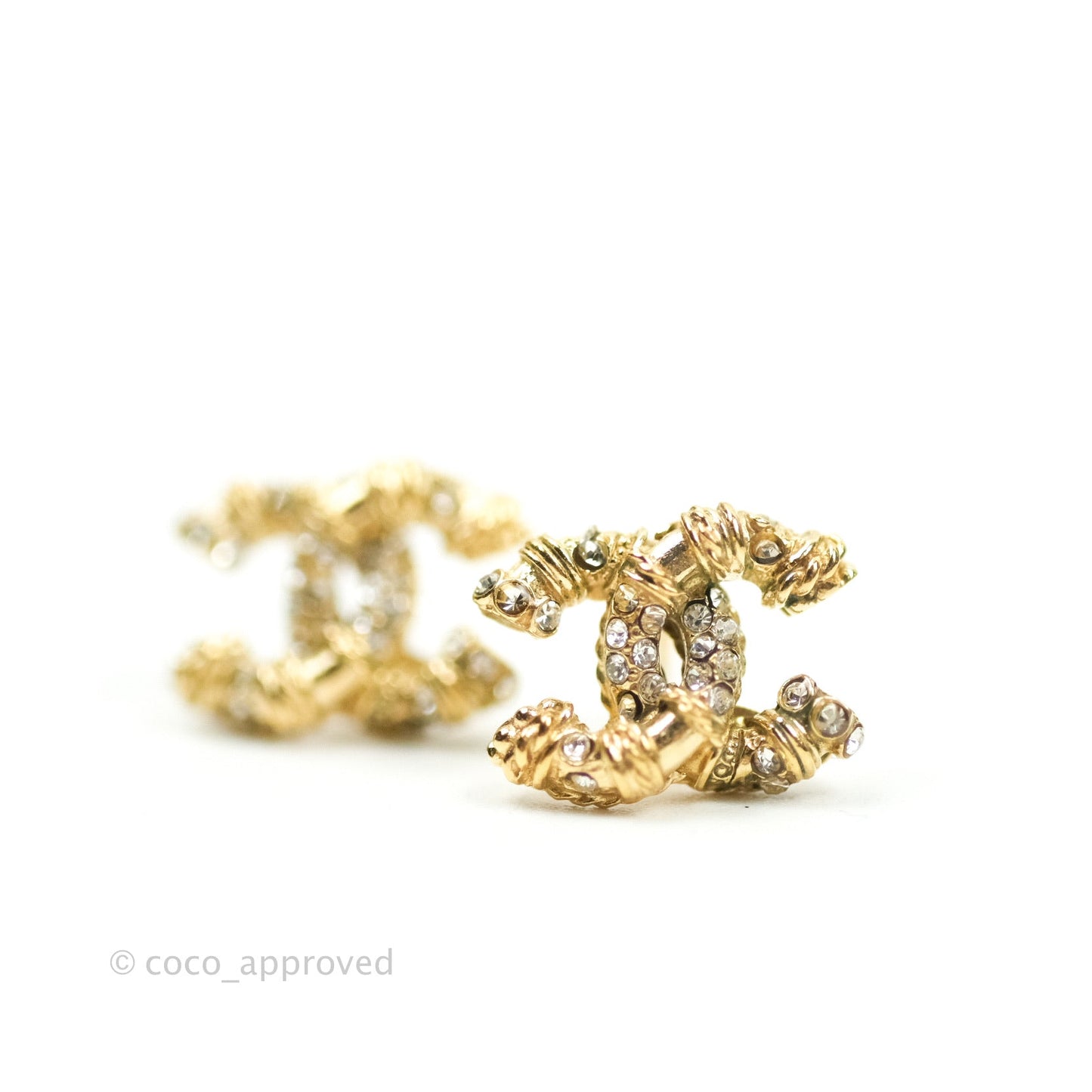Chanel CC Earrings Gold Tone