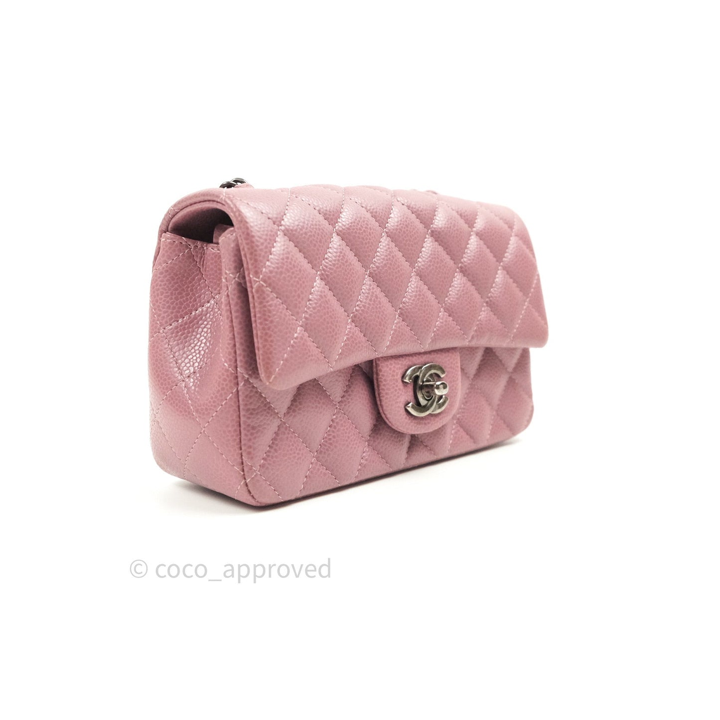Chanel Quilted Mini Rectangular Mauve Pink Caviar Ruthenium Hardware
