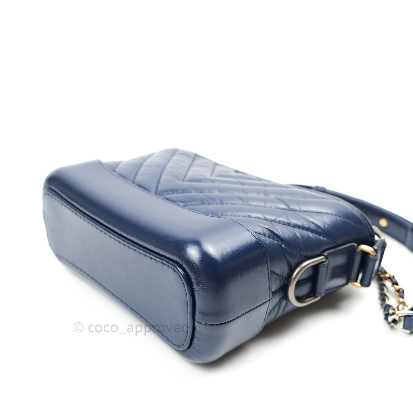 Chanel Chevron Small Gabrielle Hobo Navy Aged Calfskin Mixed Hardware