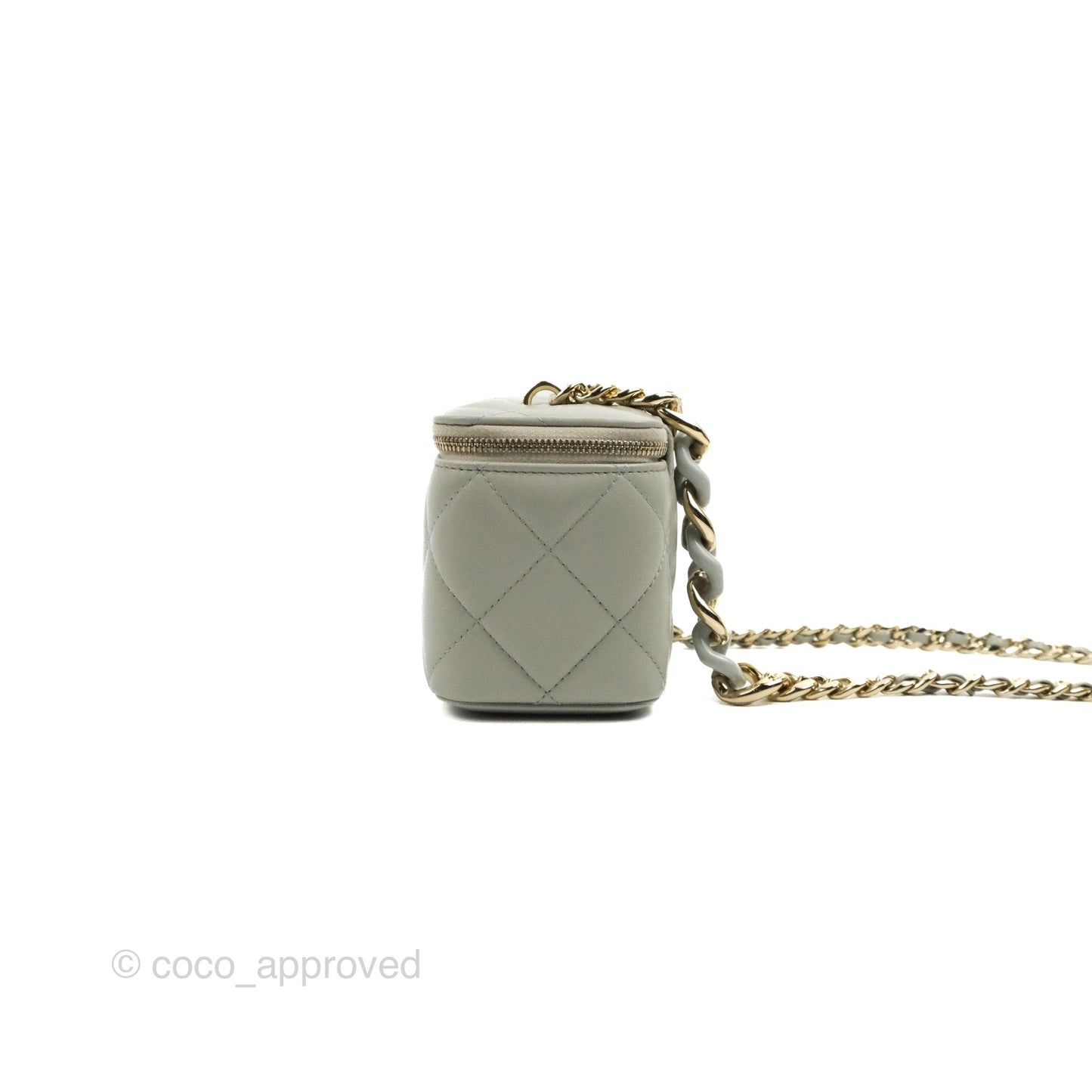 Chanel Vanity with Resin Chain Grey Lambskin Gold Hardware