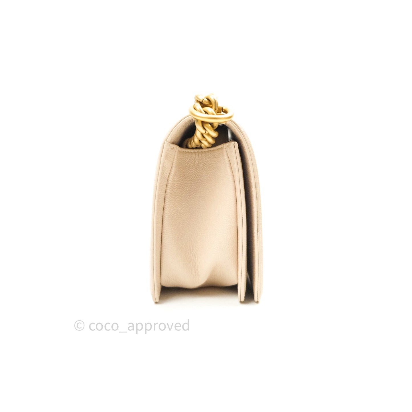 Chanel Boy Chevron Medium Beige Caviar Gold Hardware