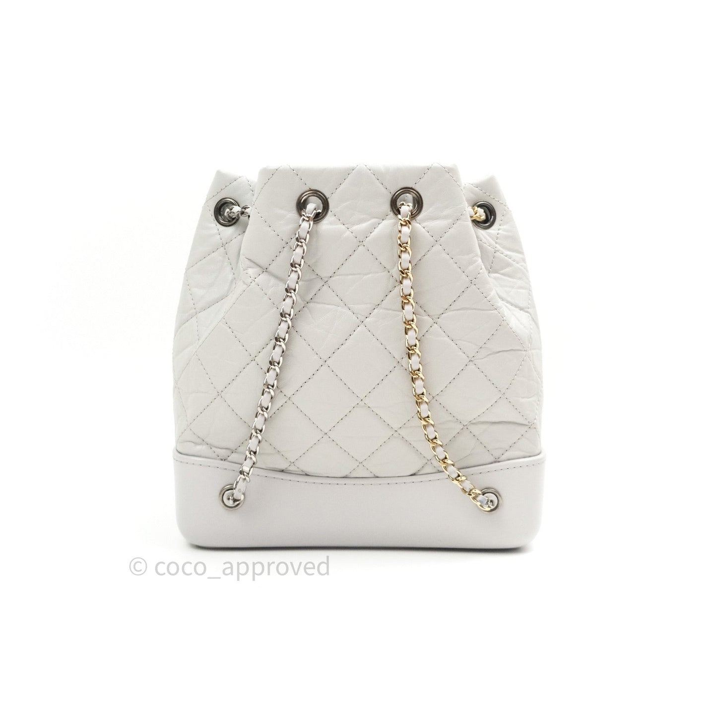 Chanel Gabrielle Backpack Black Aged Calfskin Small Light Grey