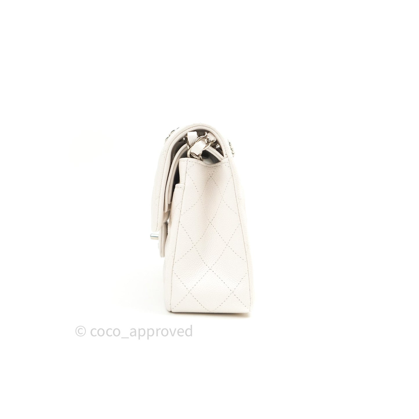 Chanel Classic Small S/M Flap Ivory White Caviar Silver Hardware