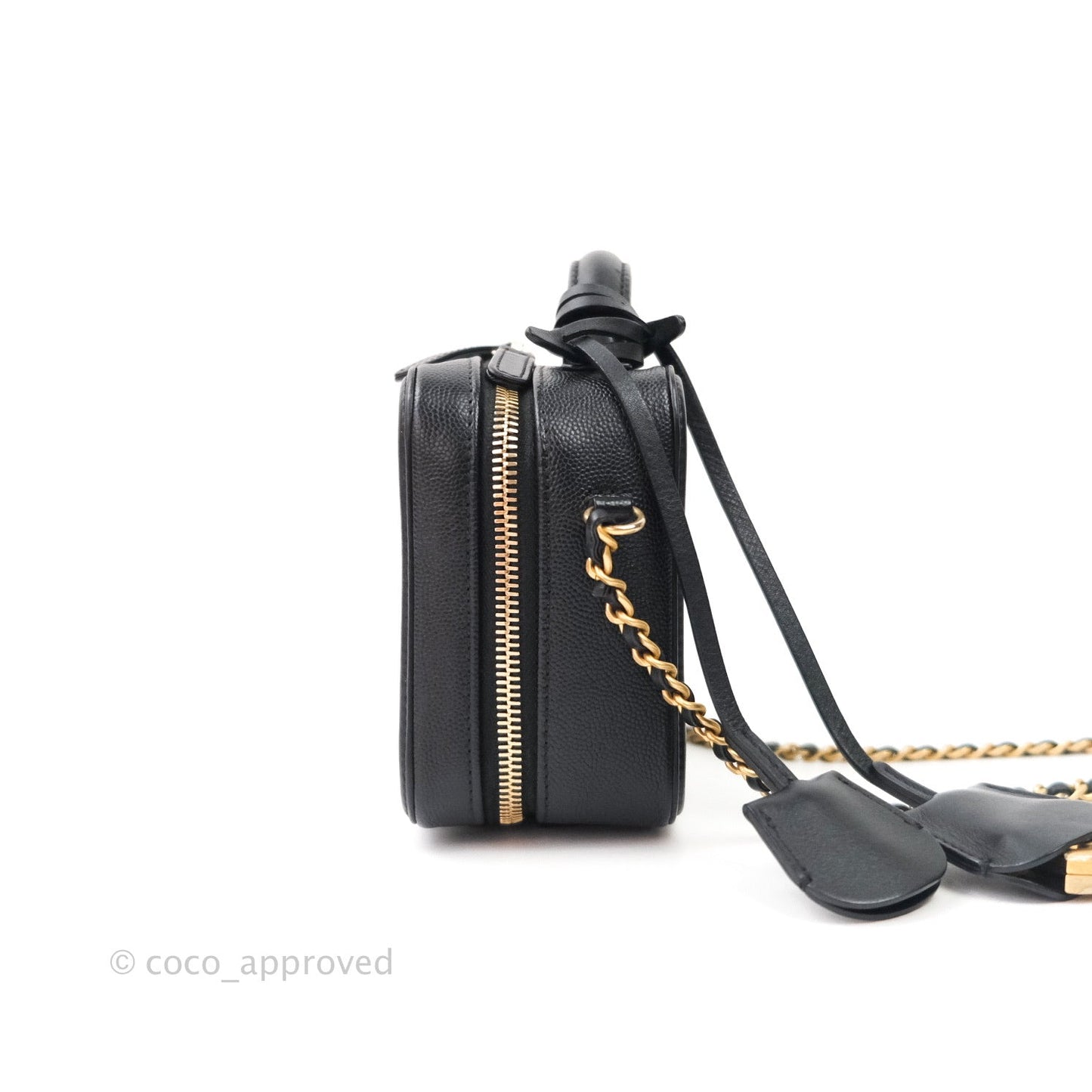 Chanel Quilted Small CC Filigree Vanity Case Black Caviar
