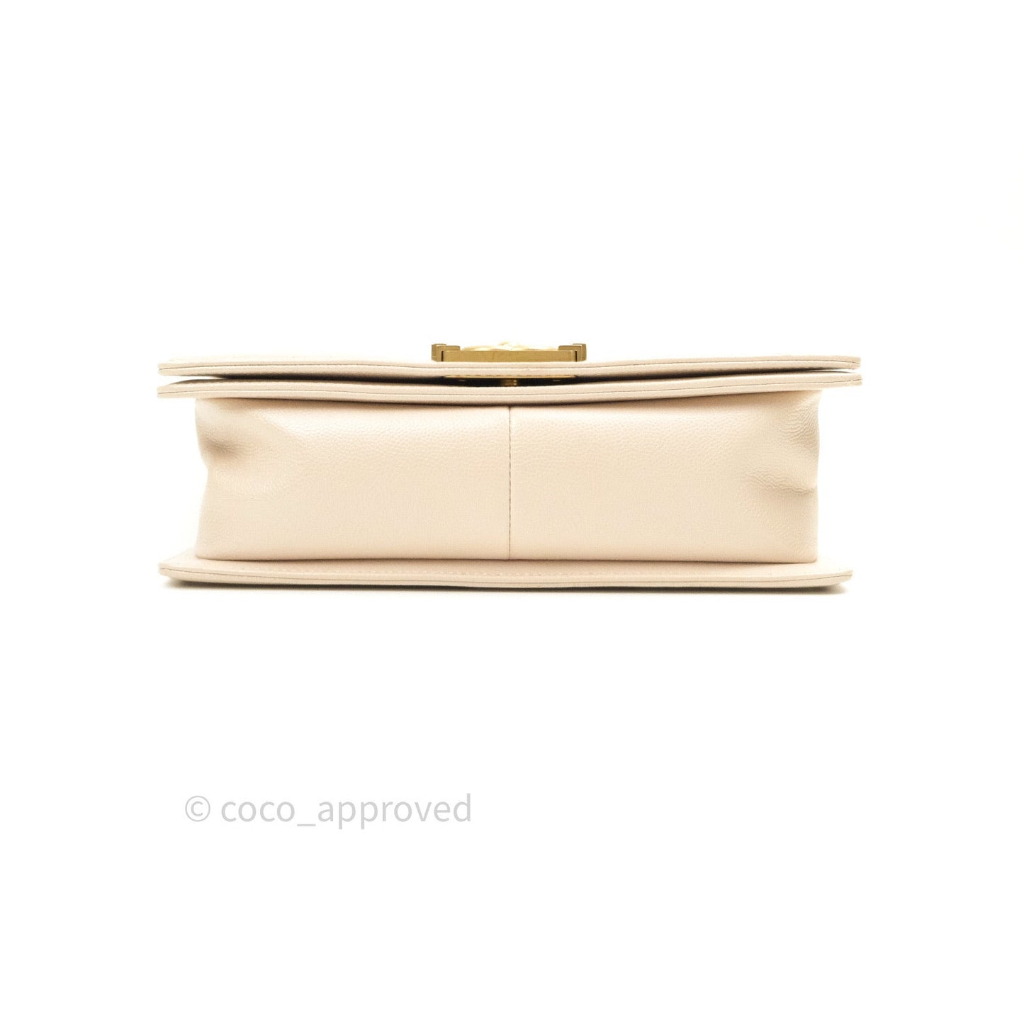 Chanel Boy Chevron Medium Beige Caviar Gold Hardware