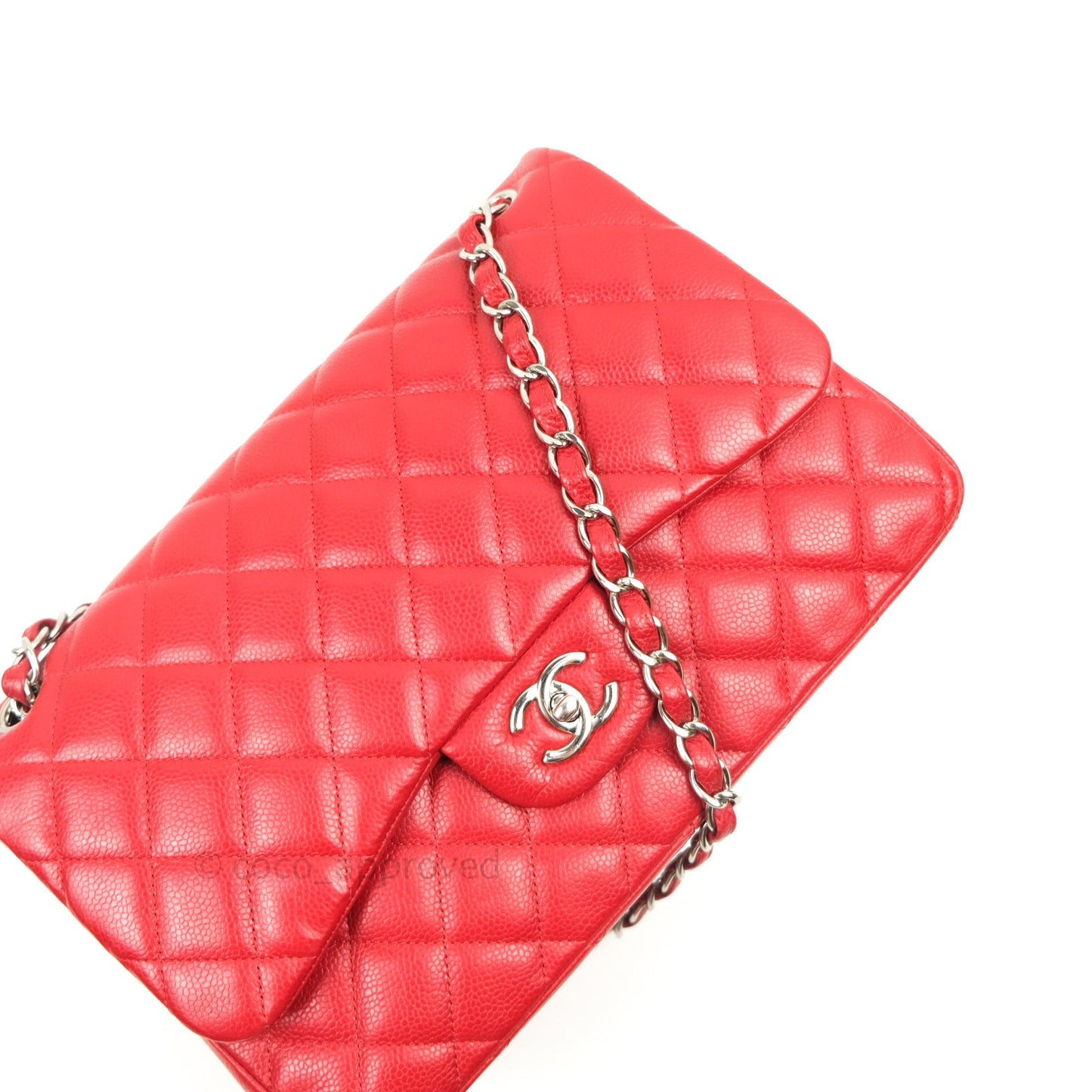 Chanel Jumbo Double Flap Red Caviar Silver Hardware⁣⁣