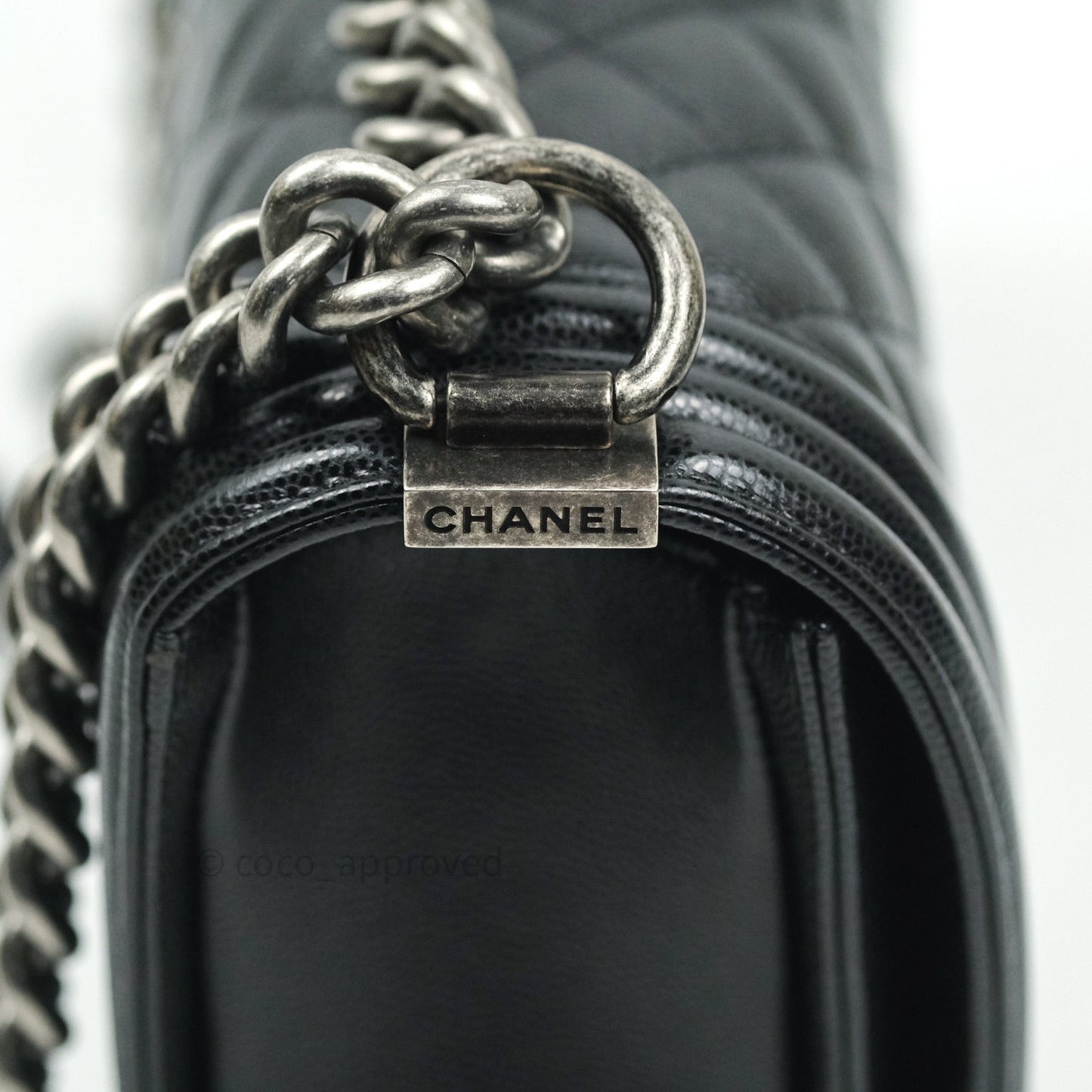 Chanel Boy Quilted Medium Black Caviar Ruthenium Hardware