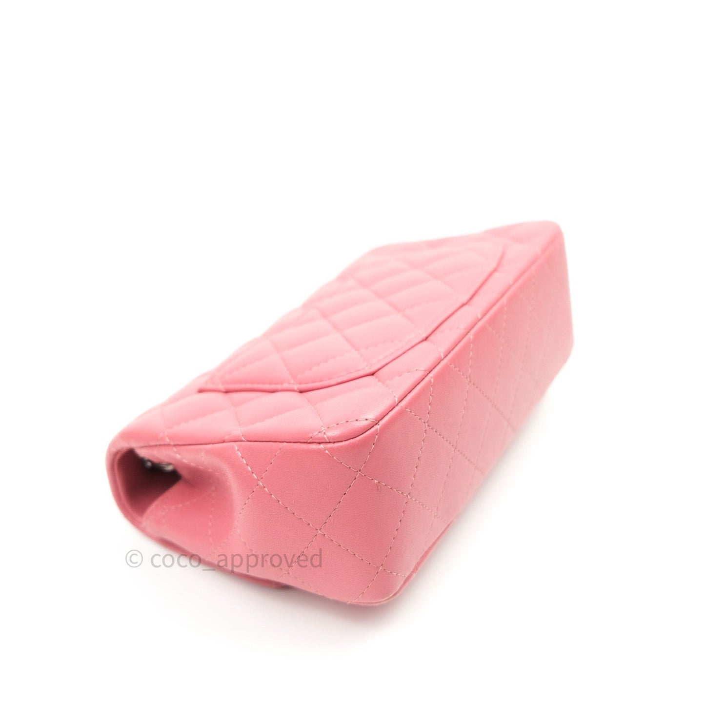 Chanel Quilted Mini Rectangular Pink Lambskin Silver Hardware