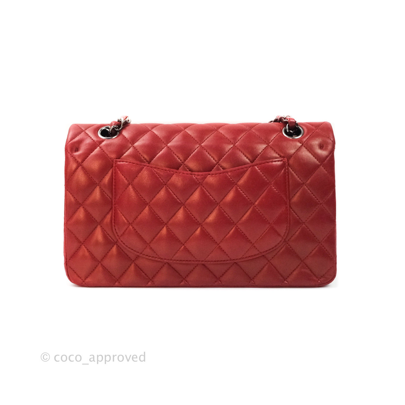 Chanel Classic M/L Medium Double Flap Dark Red Lambskin Gunmetal Hardware
