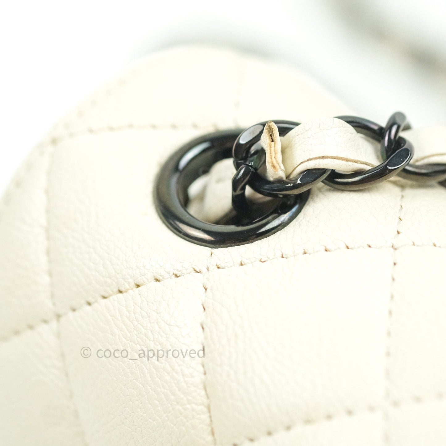 Chanel Quilted Mini Rectangular Flap Ivory Grained Calfskin Black Hardware