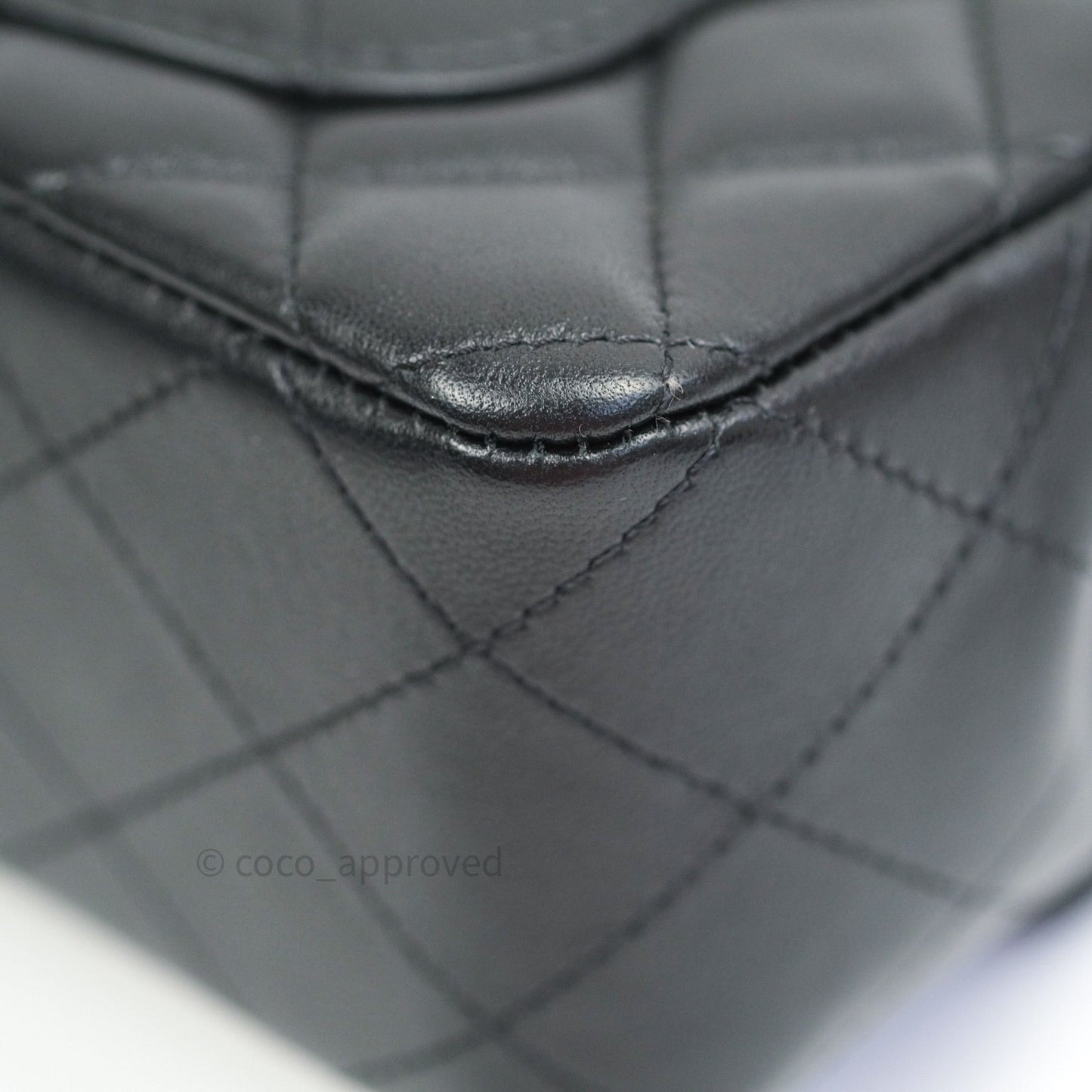 Chanel Quilted Mini Rectangular Black Lambskin Silver Hardware