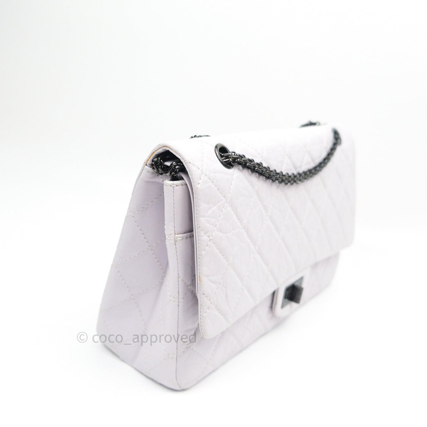 Chanel Reissue Quilted Aged Calfskin White Black Hardware 227
