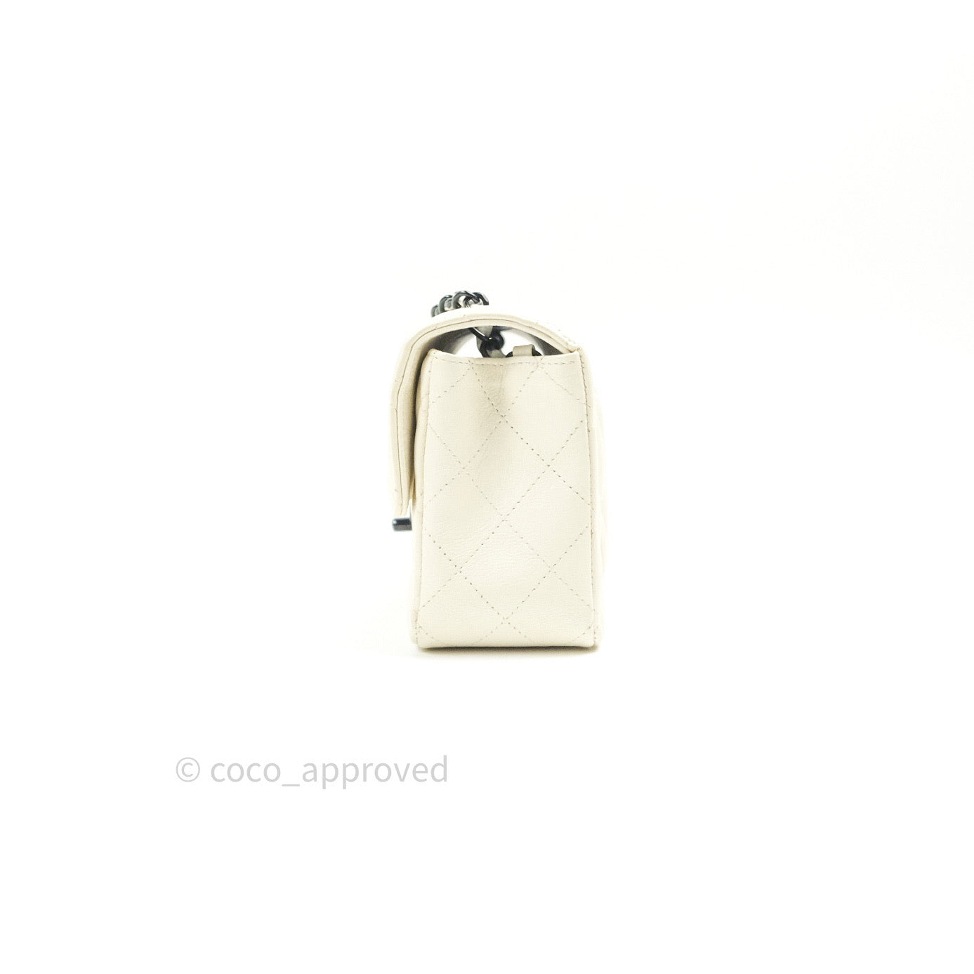 Chanel Quilted Mini Rectangular Flap Ivory Grained Calfskin Black Hardware
