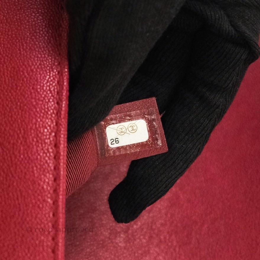 Chanel Boy Chevron Medium Red Caviar Gold Hardware