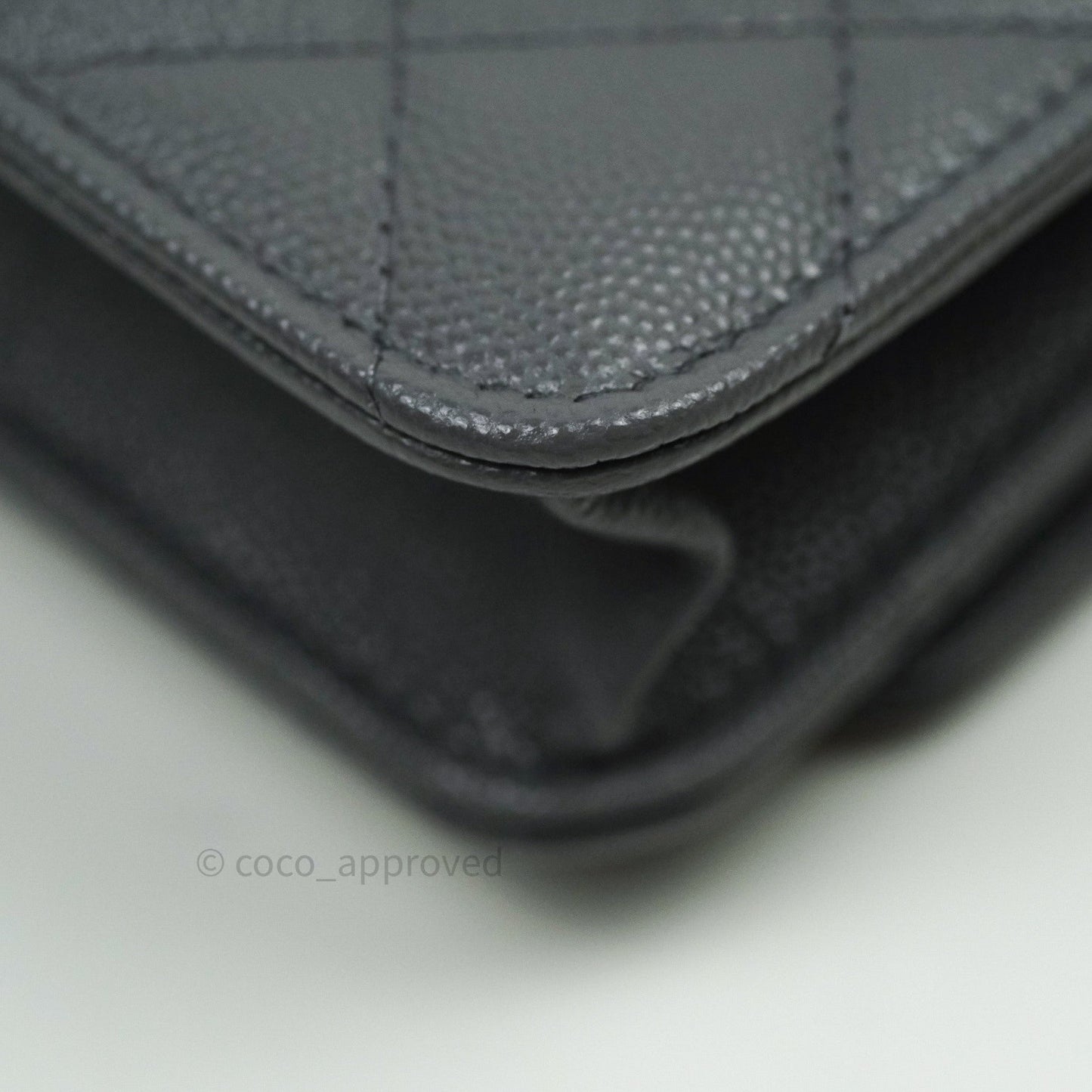 Chanel Quilted Wallet on Chain WOC Grey Caviar Gold Hardware