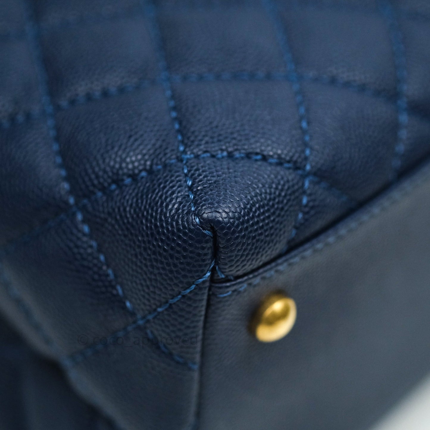 Chanel Quilted Medium Coco Handle Flap Navy Caviar Lizard Handle
