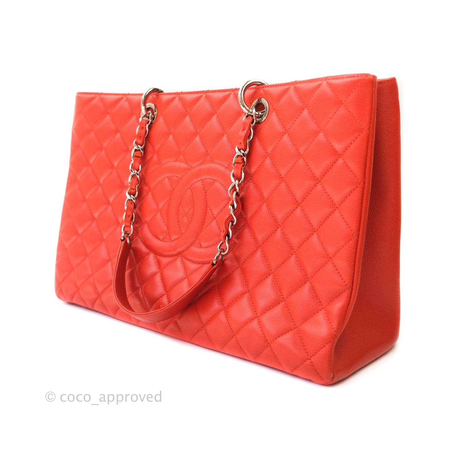 Chanel XL Grand Shopping Tote GST Red Caviar Silver Hardware