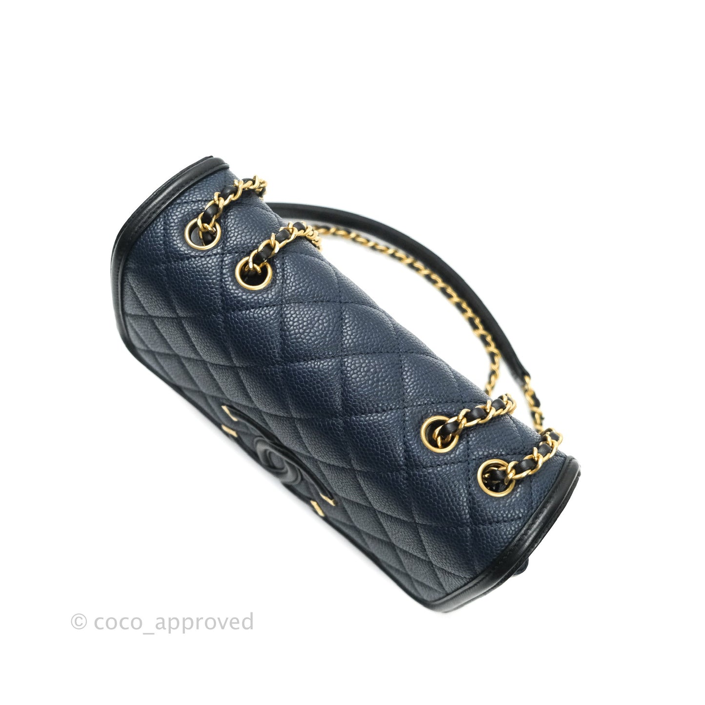 Chanel Quilted Small CC Filigree Flap Navy Caviar