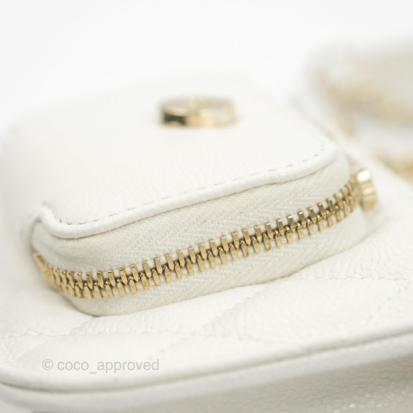 Chanel Business Affinity Clutch With Chain White Caviar Gold Hardware