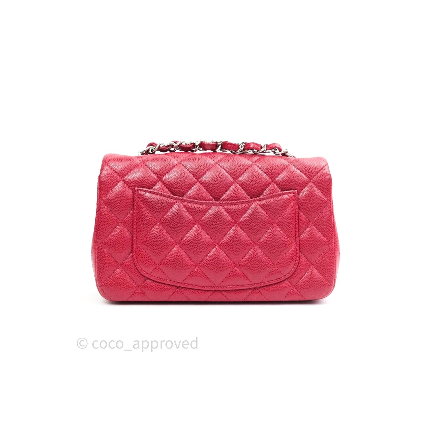 Chanel Quilted Mini Rectangular Red Caviar Silver Hardware 18B