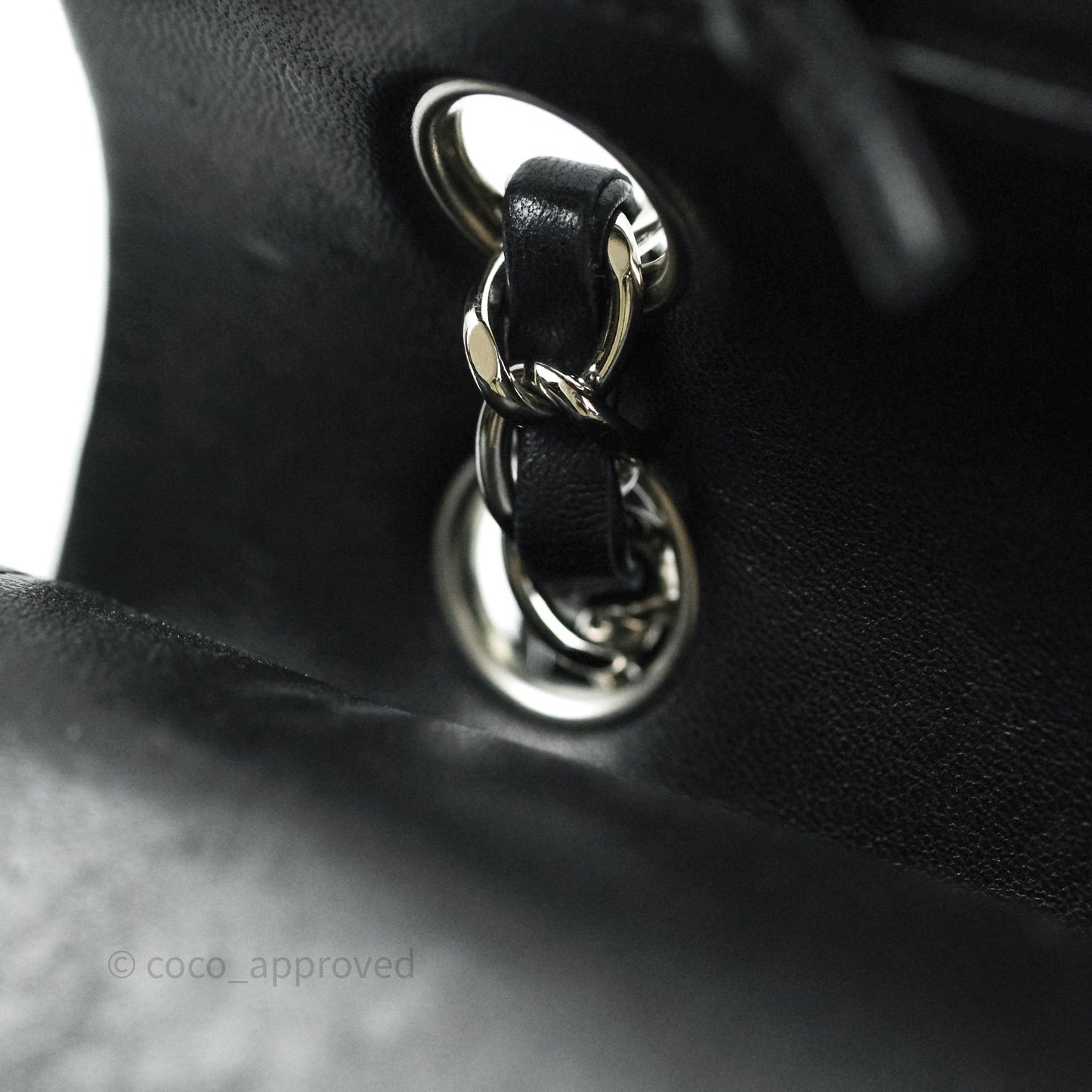 Chanel Classic M/L Medium Double Flap Black Lambskin Silver Hardware