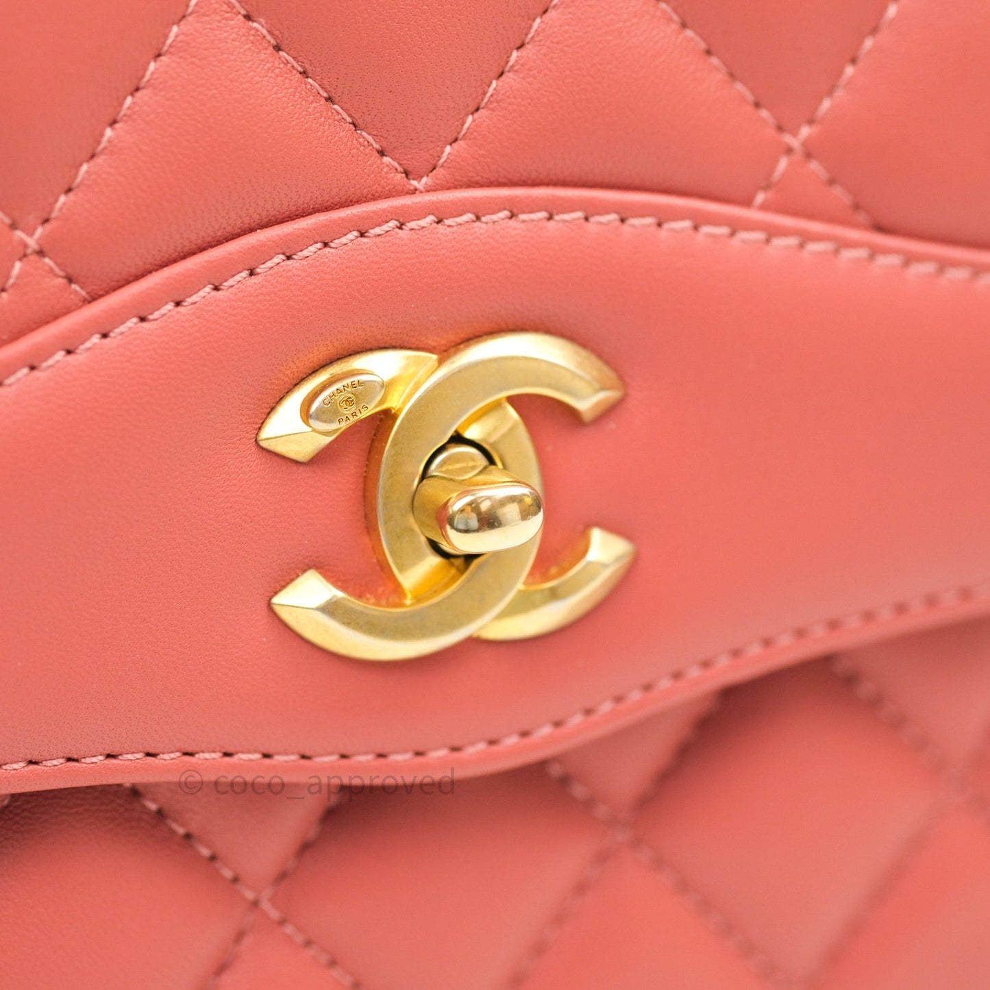 Chanel Coco Vintage Flap Bag Peachy Beige Lambskin Gold Hardware 18C