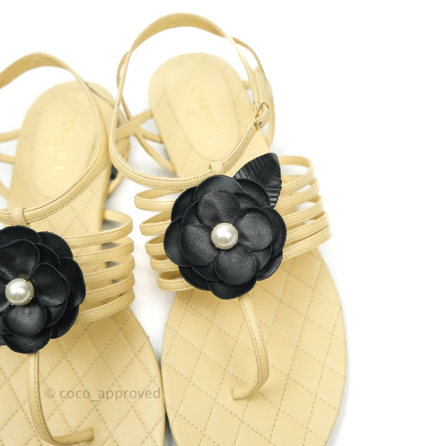 Chanel Sandal Beige Camellia 39 1/2