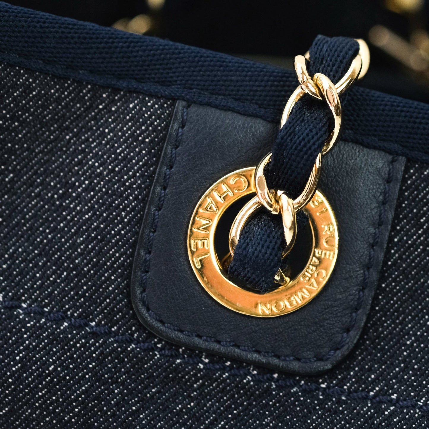 Chanel Denim Deauville Medium Tote Navy