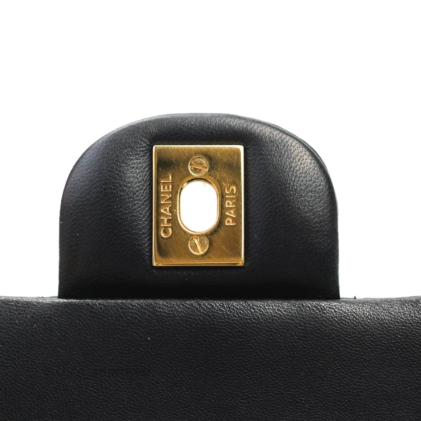 Chanel Classic M/L Medium Double Flap Bag Black Lambskin Gold Hardware