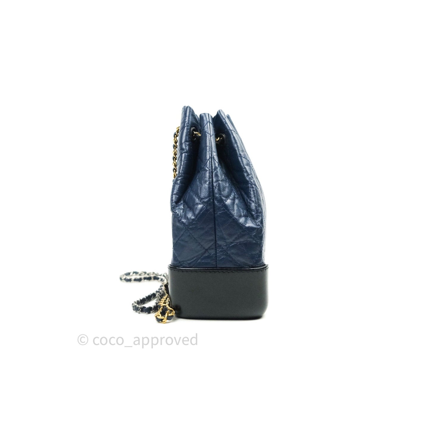 Chanel Gabrielle Backpack Black Aged Calfskin Small Navy Black