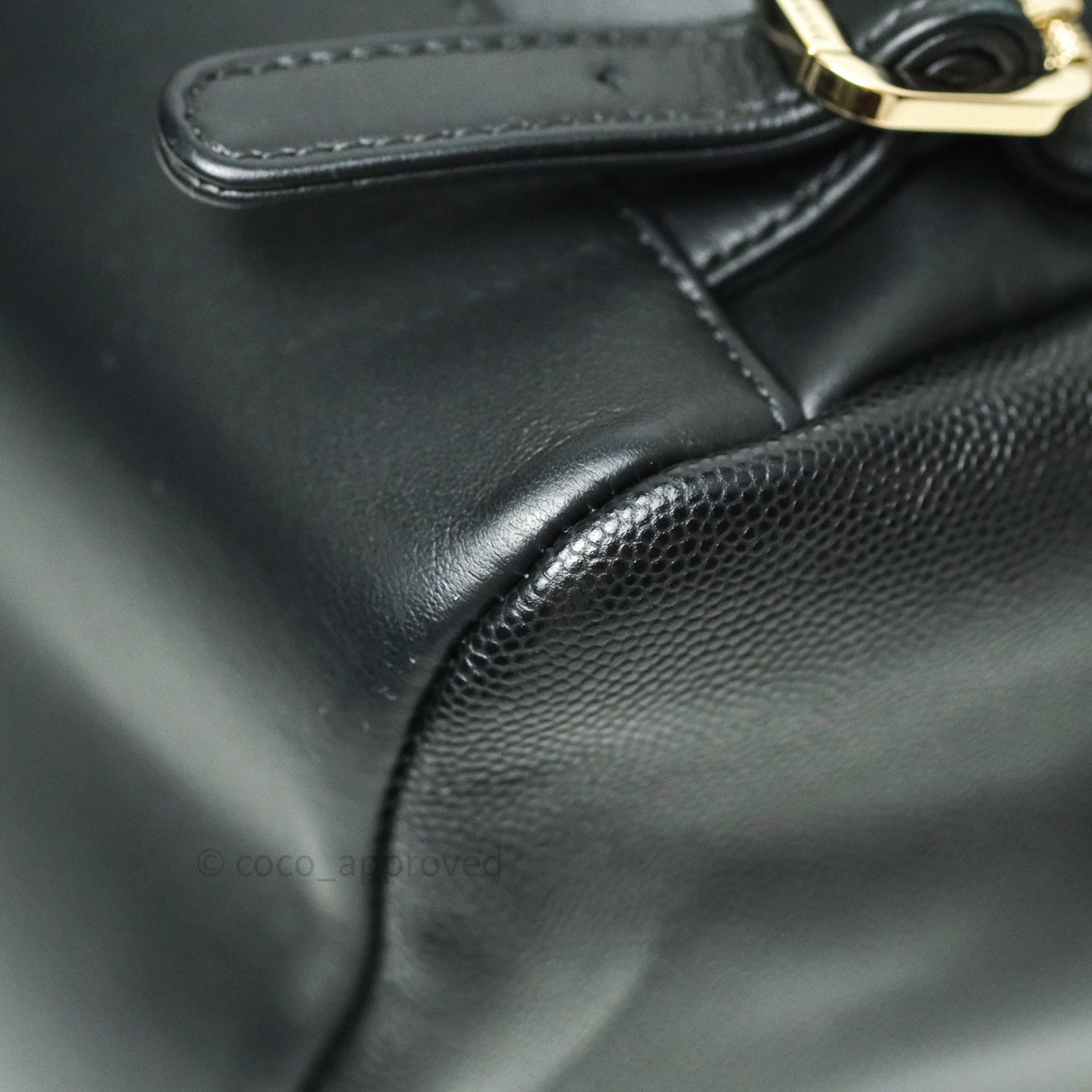Chanel Quilted Business Affinity Backpack Black Caviar Light Gold Hardware