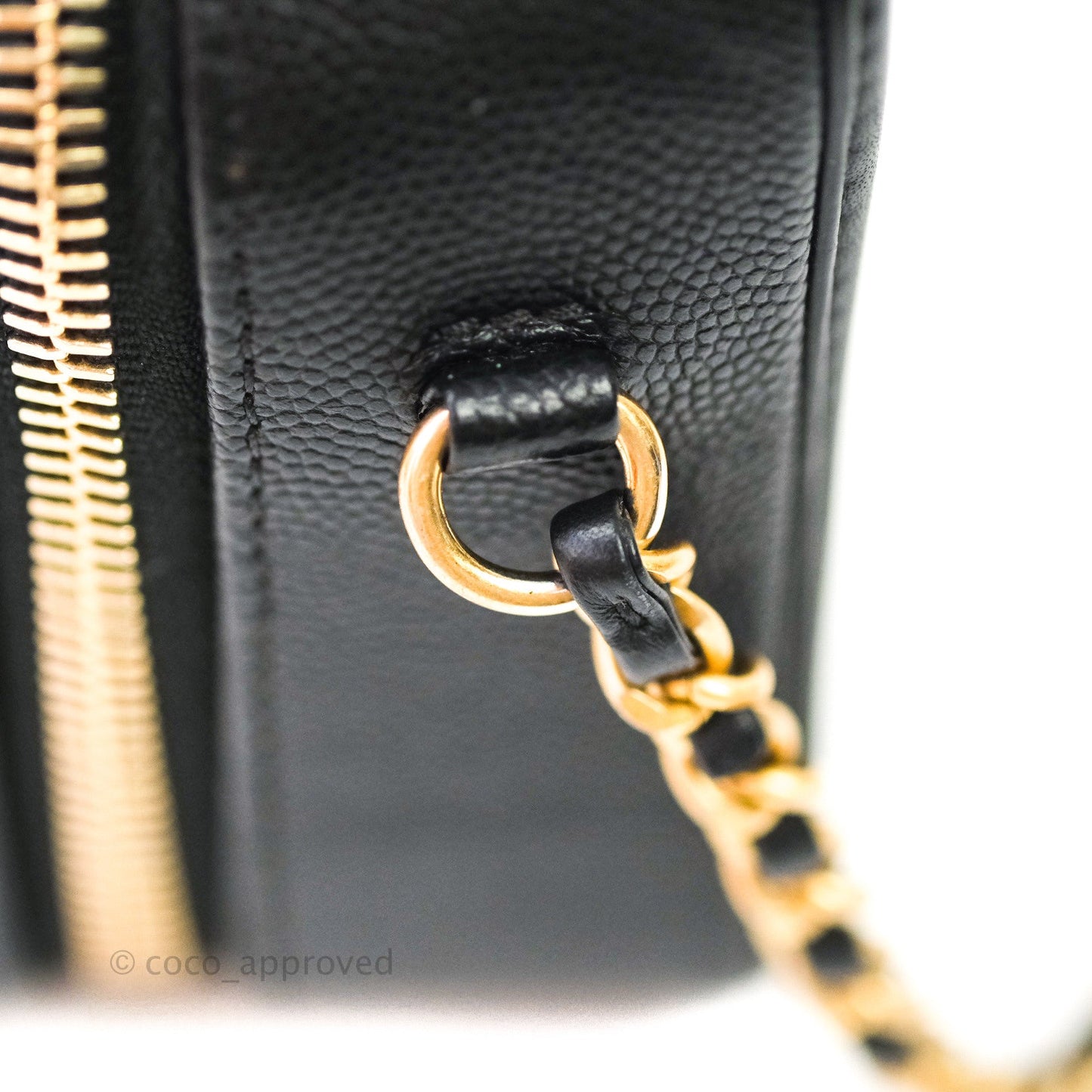 Chanel Quilted Small CC Filigree Vanity Case Black Caviar