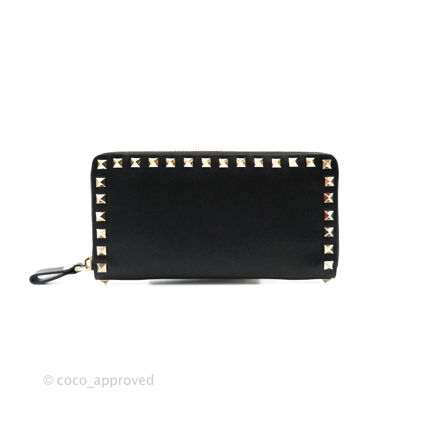 Valentino Garavani Rockstud Wallet Black Gold Hardware