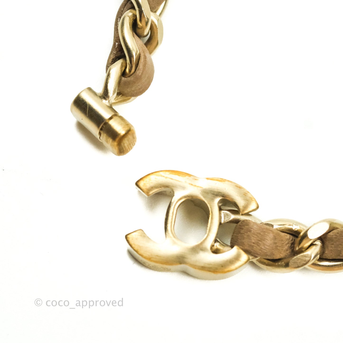 Chanel CC Turn lock Ash Brown Lambskin Matte Gold Tone Chain Choker 12P