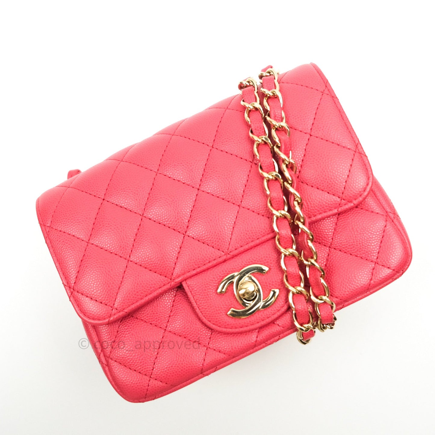 Chanel Mini Square Pink Caviar Gold Hardware 17C