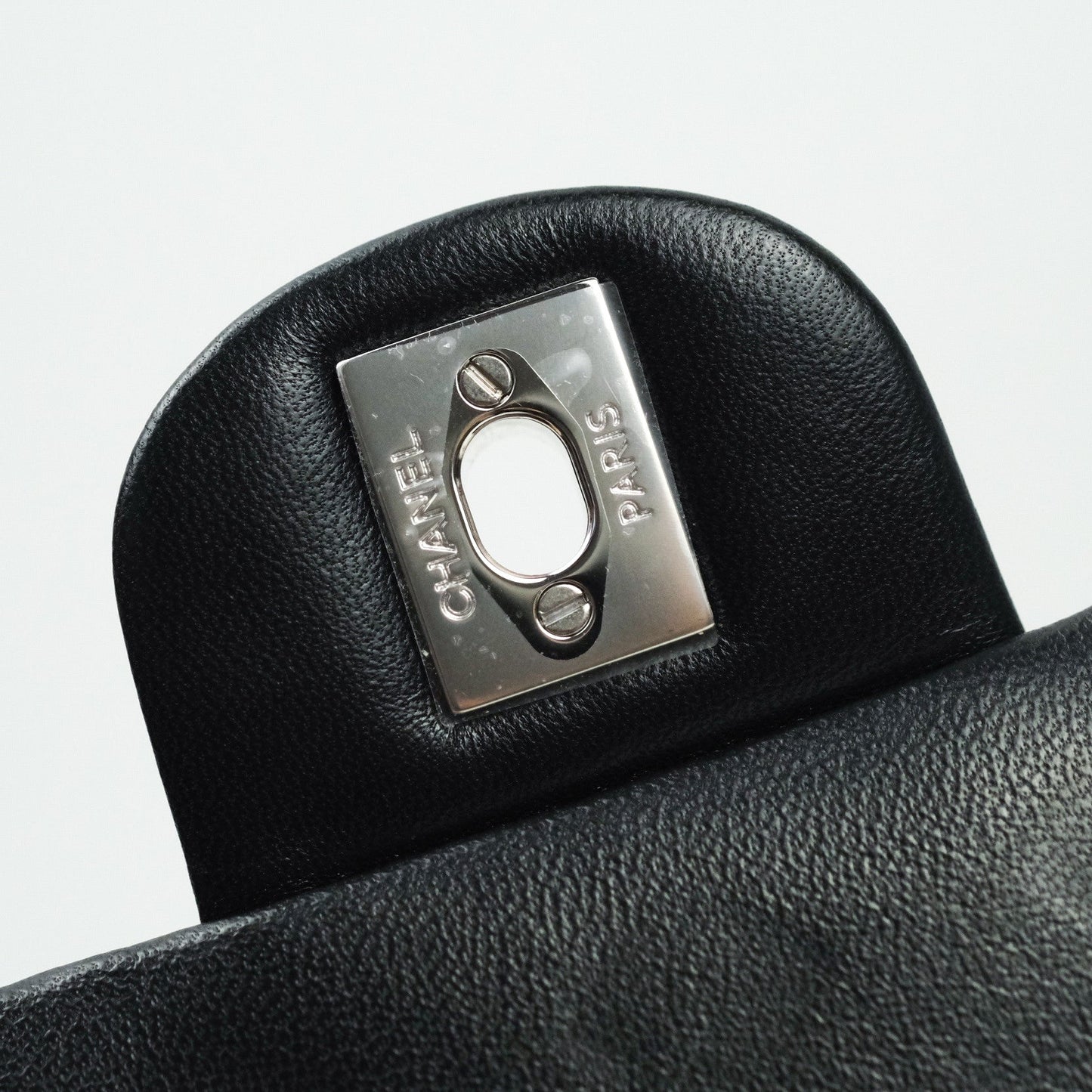 Chanel Quilted Mini Rectangular Black Lambskin Silver Hardware