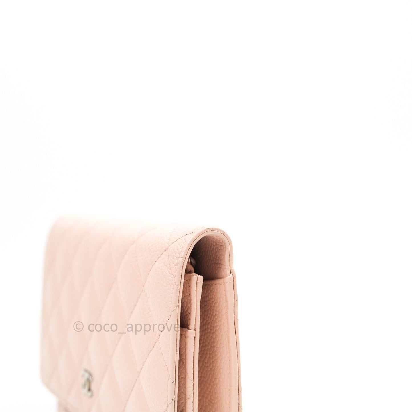 Chanel Quilted Wallet on Chain WOC Baby Pink Caviar Silver Hardware