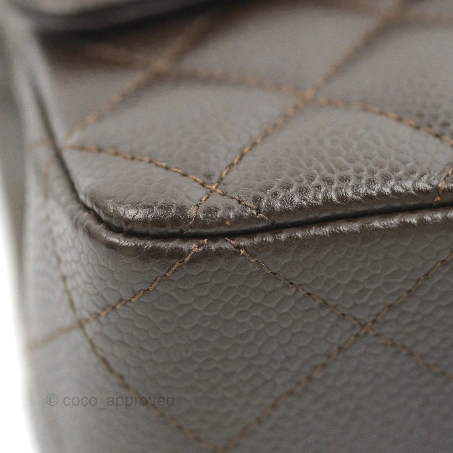 Chanel Classic M/L Medium Flap Quilted Dark Chocolate Brown Caviar Silver Hardware