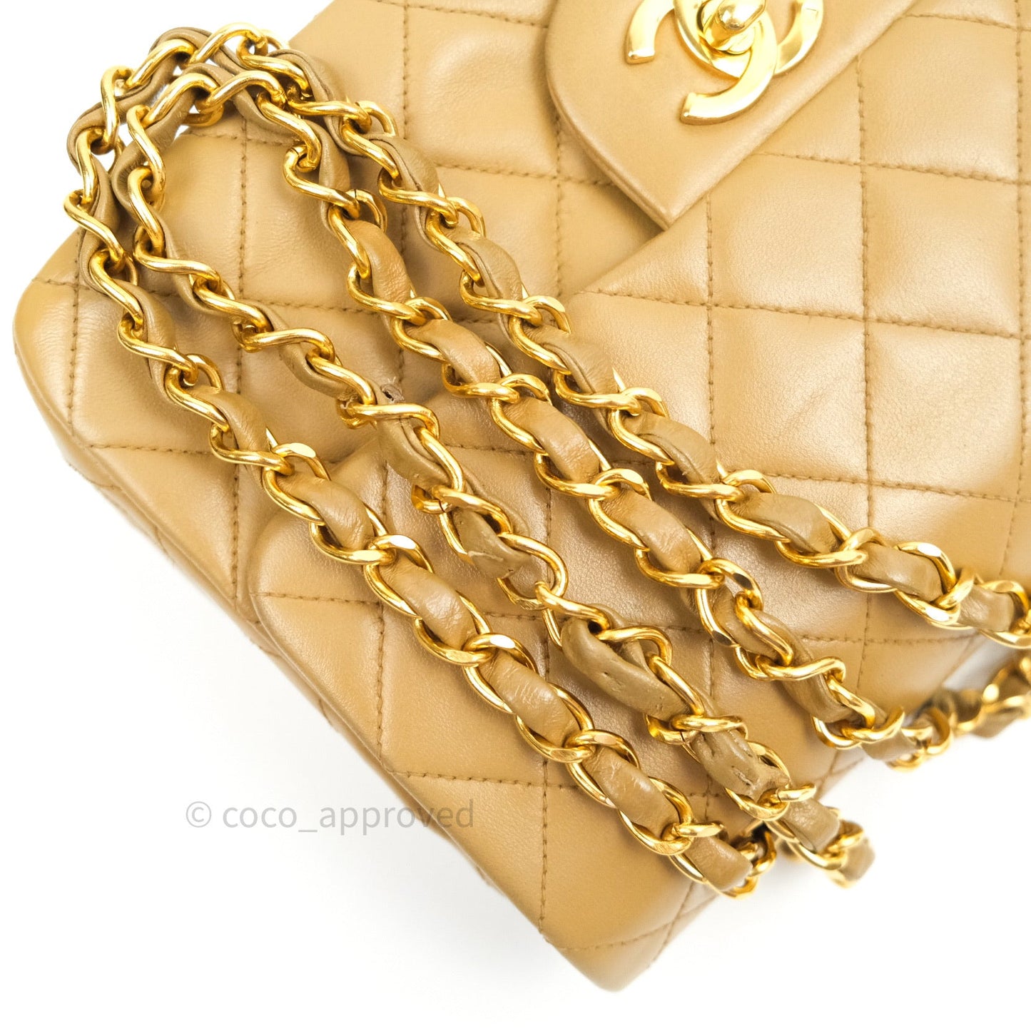 Chanel Classic Vintage Small S/M Flap Beige Lambskin 24K Gold Hardware
