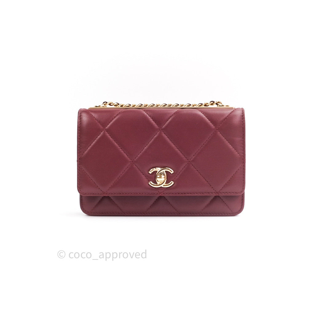 Chanel Trendy CC WOC Wallet on Chain Burgundy Lambskin Gold Hardware