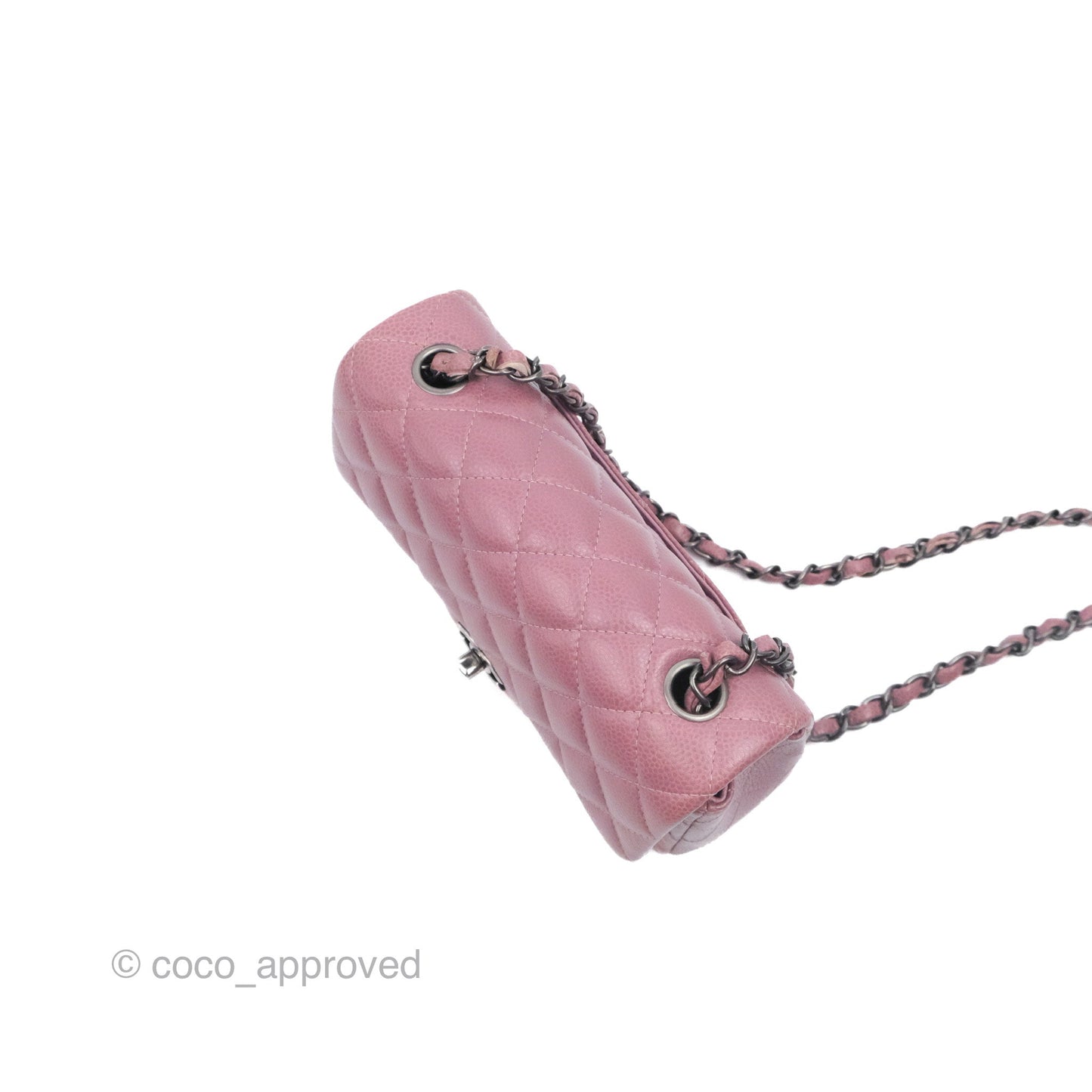 Chanel Quilted Mini Rectangular Flap Dark Pink Caviar Ruthenium Hardware