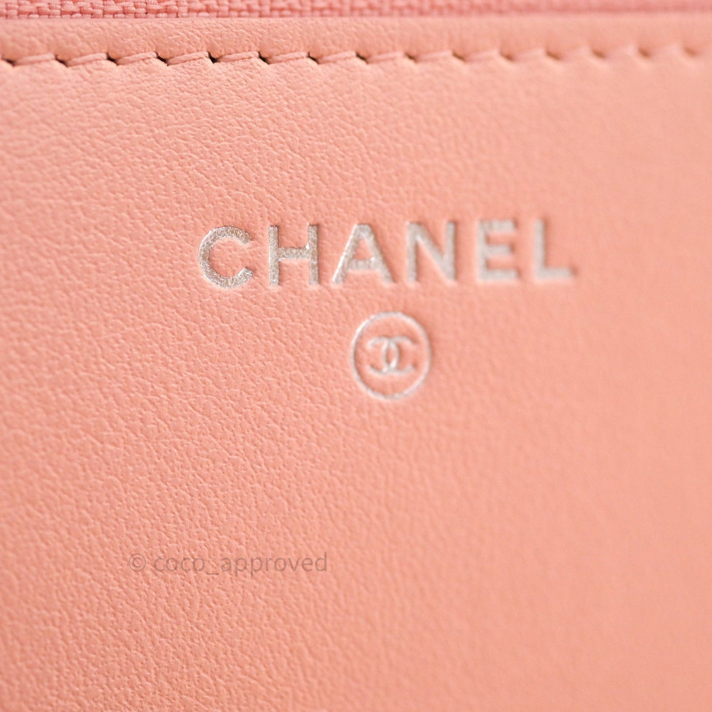 Chanel Chevron Wallet on Chain WOC Rose Gold Caviar Silver Hardware 19P