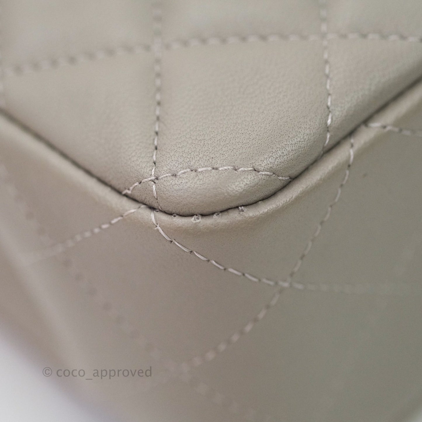 Chanel Quilted Mini Rectangular Flap Grey Lambskin Silver Hardware