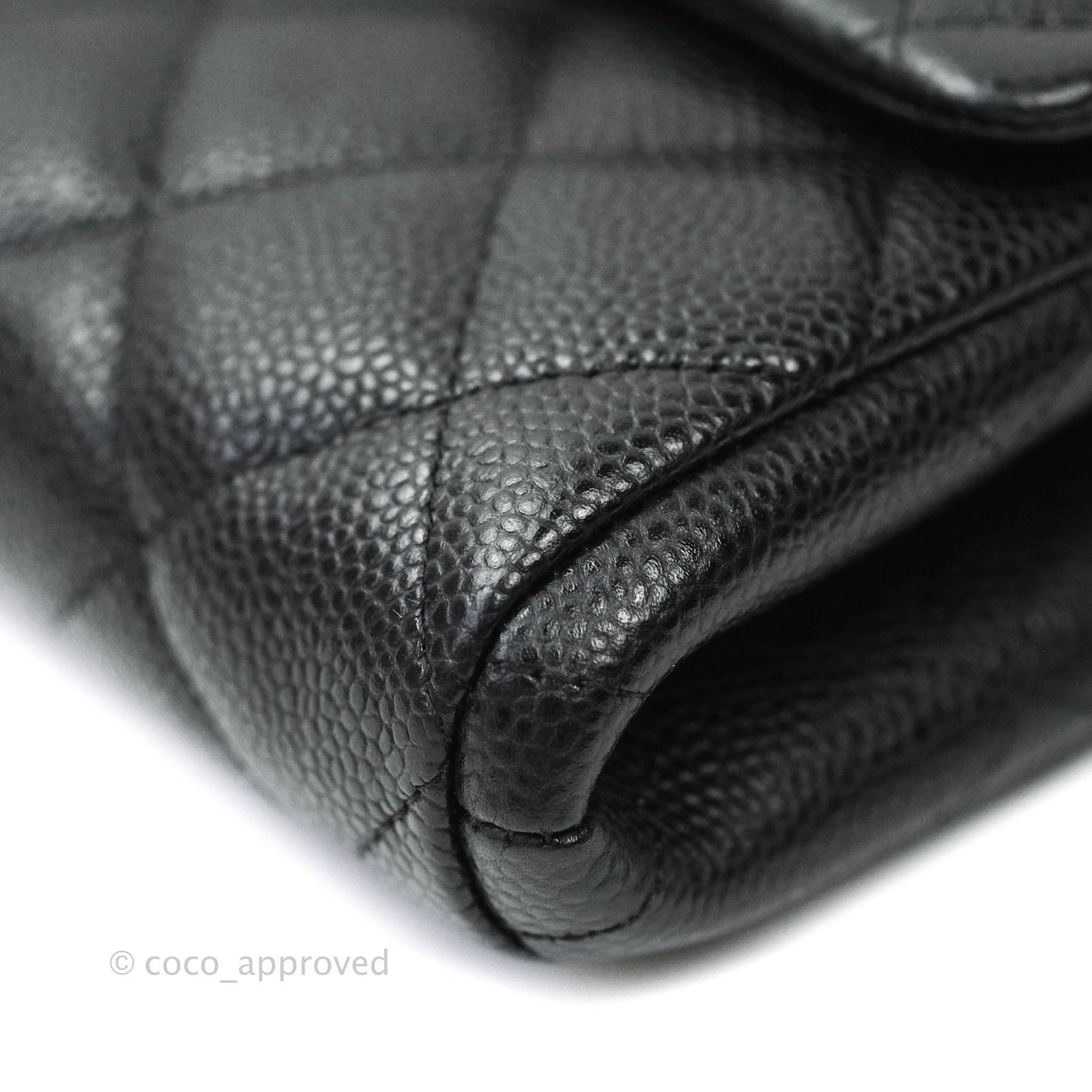Chanel Quilted Clutch with Chain Black Caviar Silver Hardware