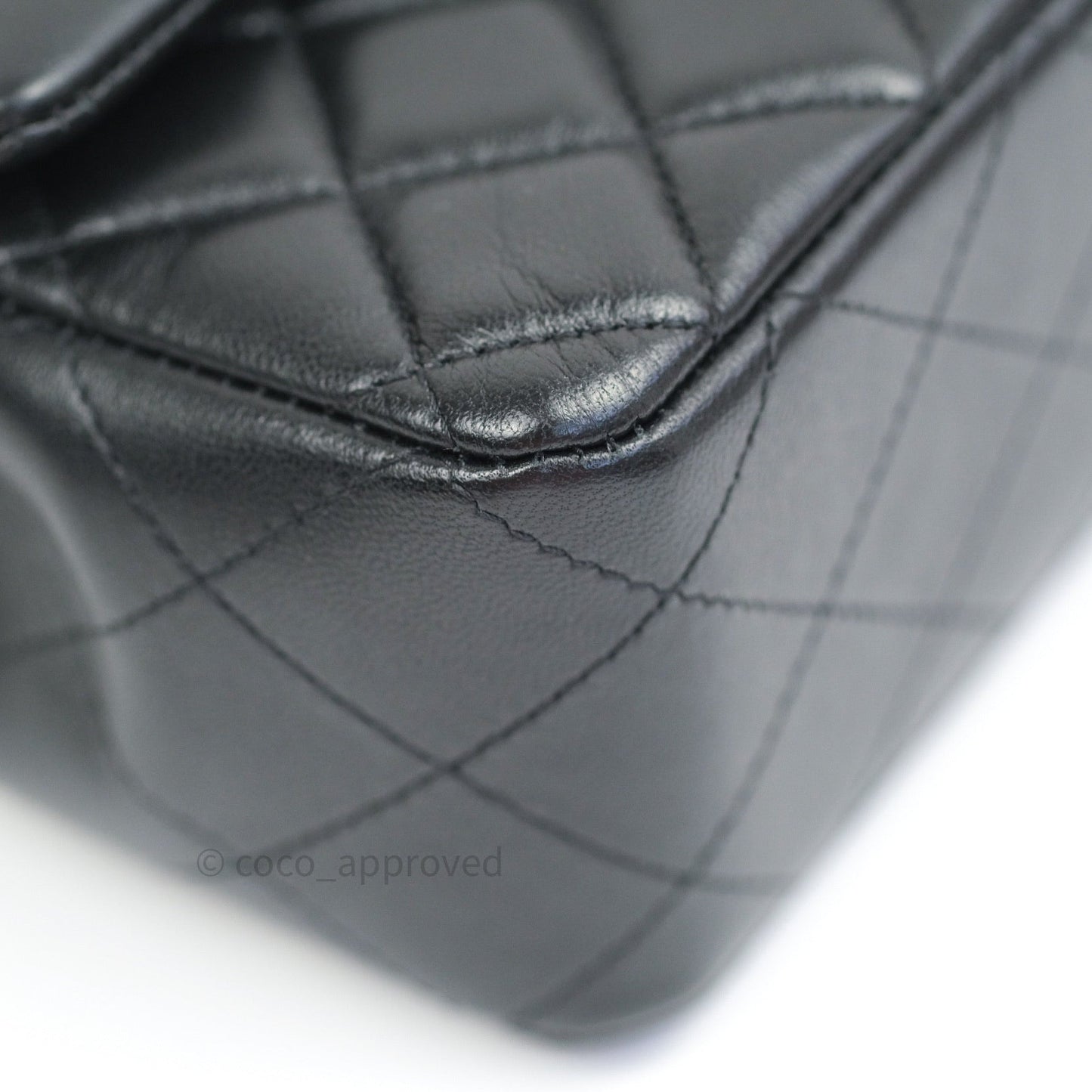 Chanel Quilted Mini Rectangular Black Lambskin Silver Hardware