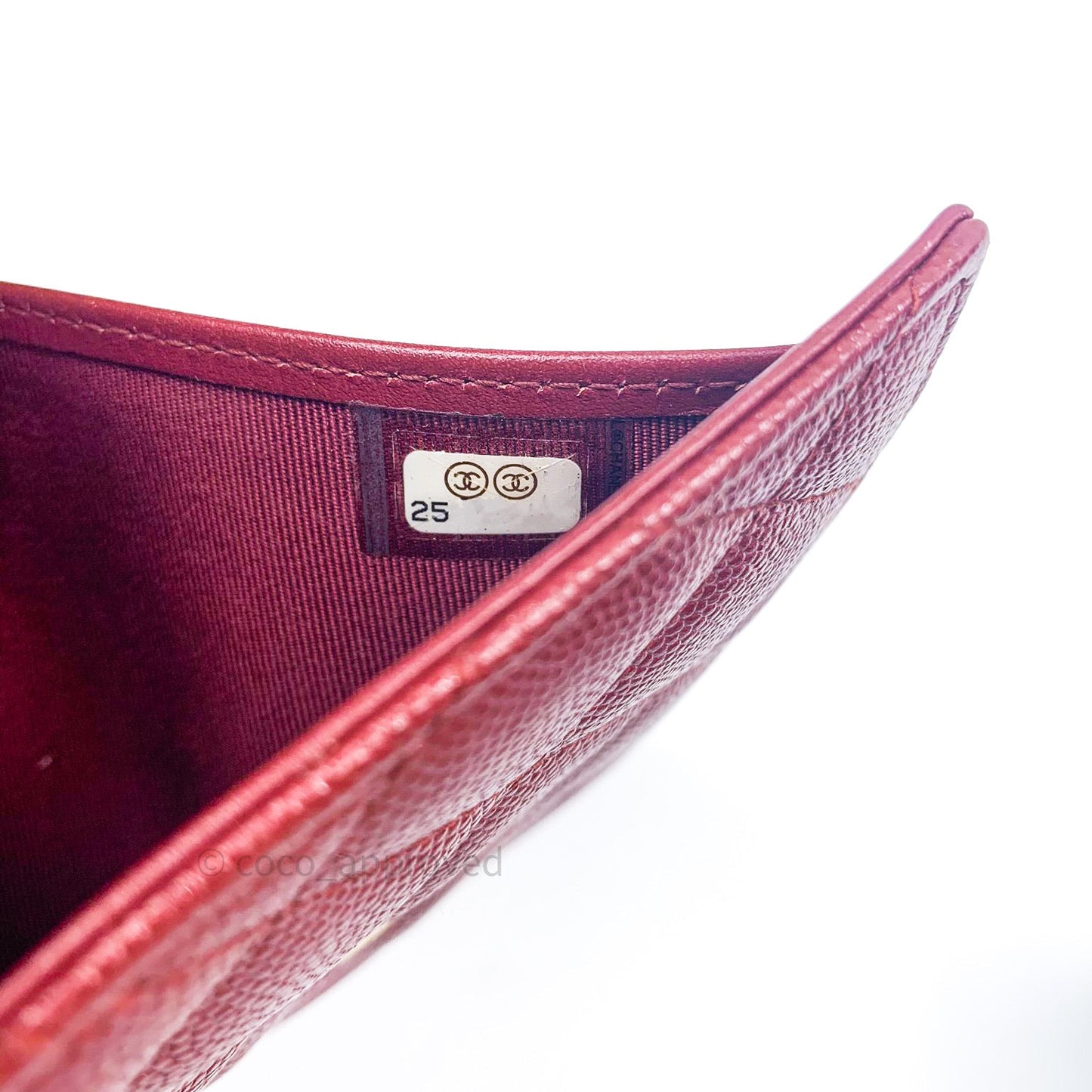 Chanel Classic Small Compact Wallet Iridescent Burgundy Gold Hardware