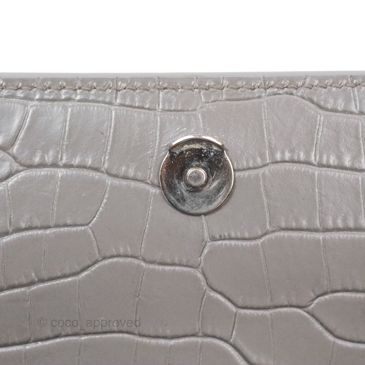 Saint Laurent Sunset Medium Grey Croc-effected Silver Hardware