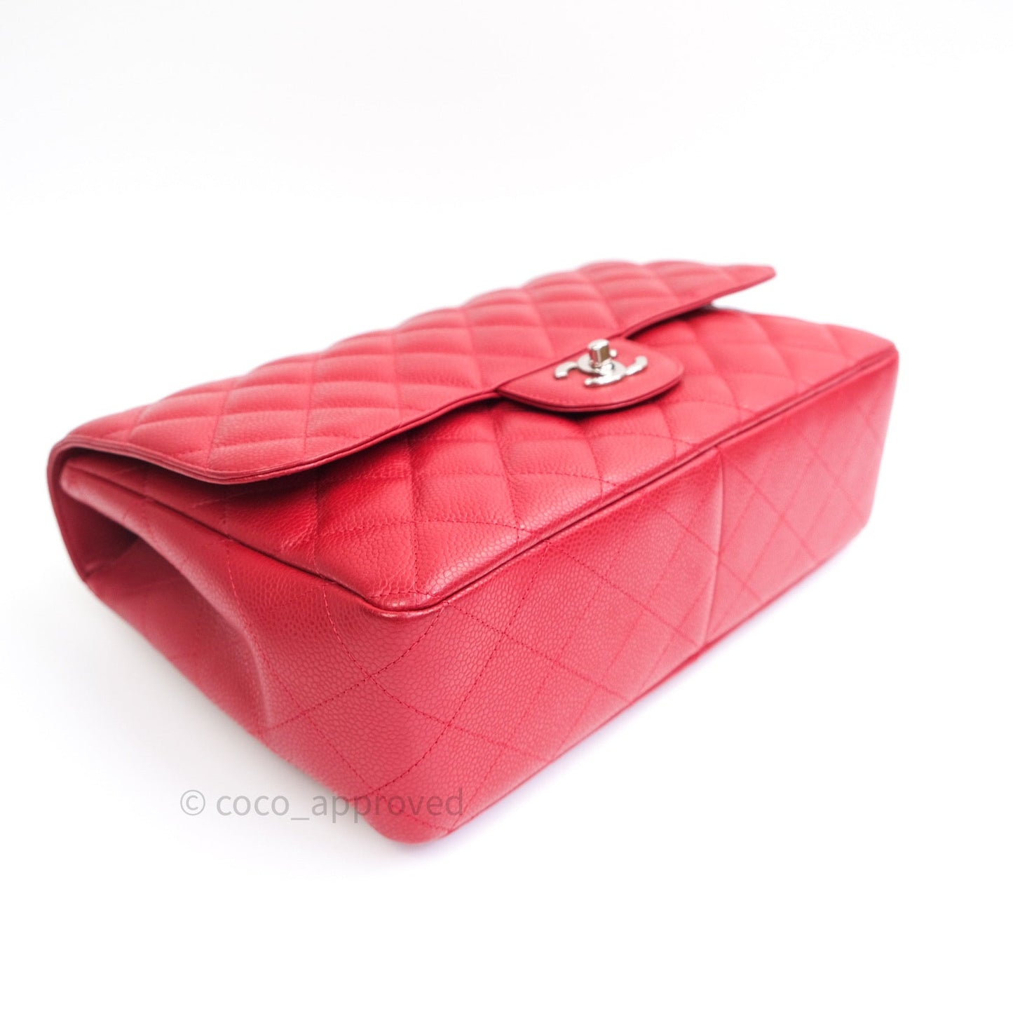 Chanel Jumbo Single Flap Red Caviar Silver Hardware⁣⁣