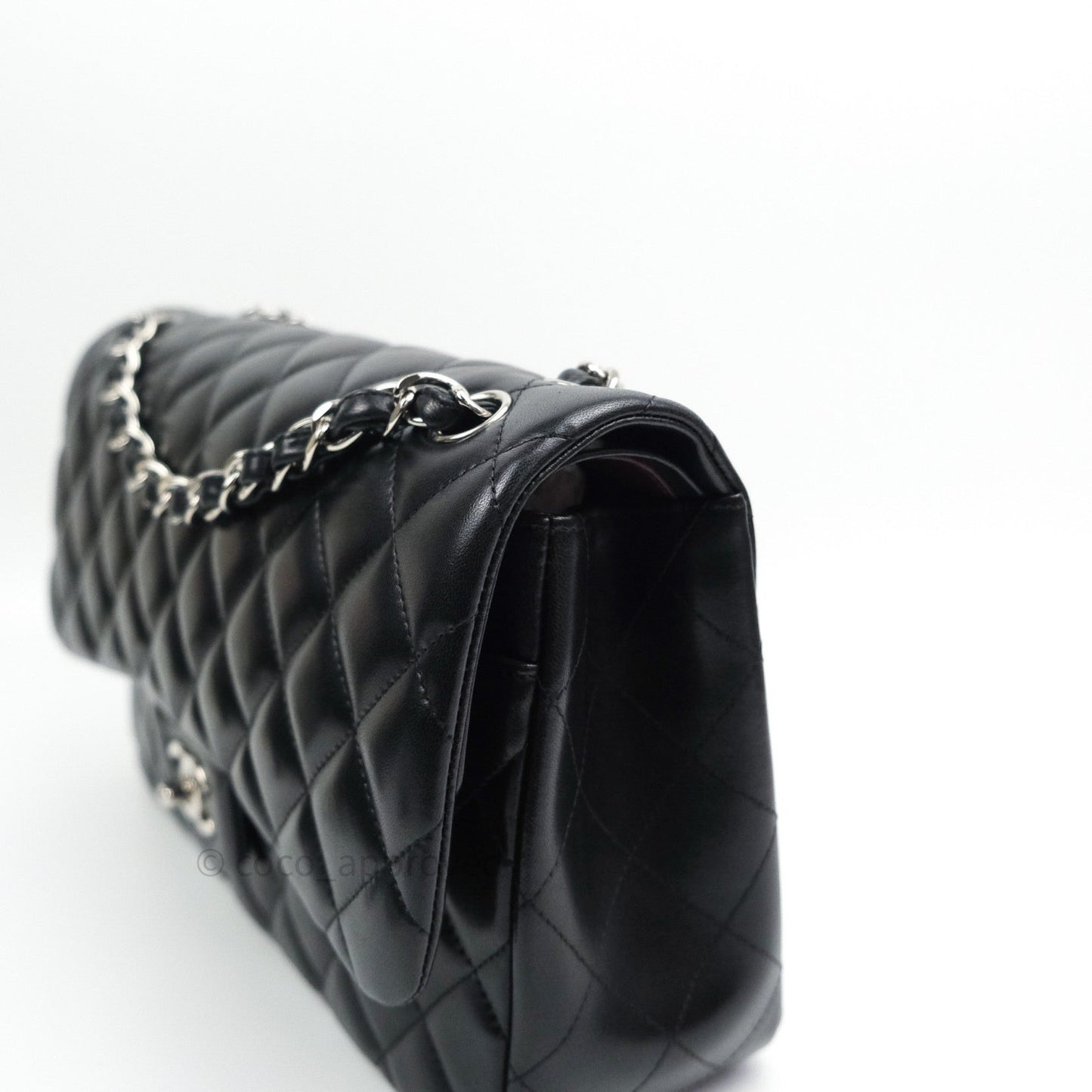 Chanel Classic Jumbo Double Flap Black Lambskin Silver Hardware⁣⁣